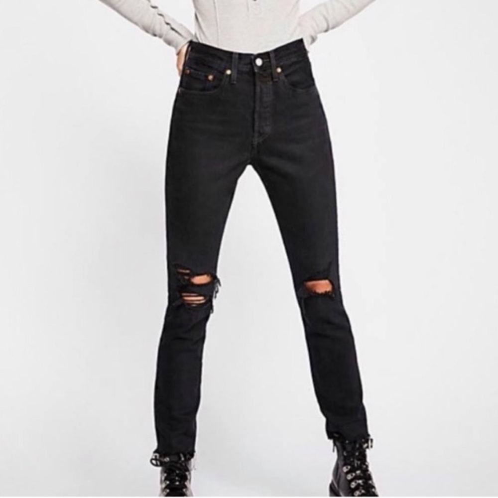 Levi’s 501 black skinny jeans high rise size 32